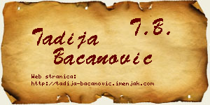 Tadija Bacanović vizit kartica